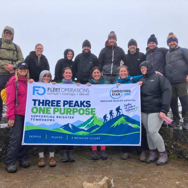 Three Peaks charity banner – custom flag printed by Terrace Flags